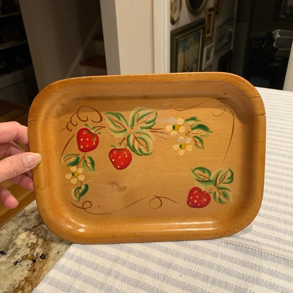 Vintage SILVA Painted Wood tray made in Sweden